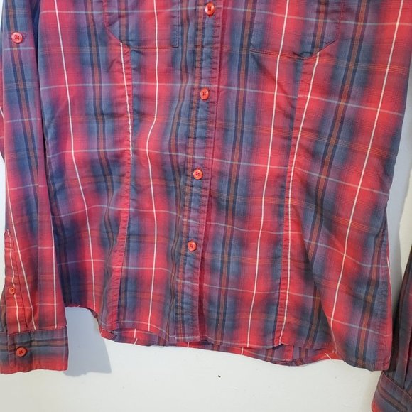 ARC'TERYX Women's Medium Fitted Convertible Roll Tab Plaid Button Down Top Shirt - Picture 4 of 13